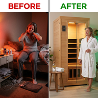 1 Person Extendable FAR Infrared Sauna for Home, Hemlock Wood Low EMF 6 Carbon Heaters Indoor Saunas with LED Lights, Bluetooth Speaker, Digital Control Panel, and Seating Bench — Before & After
