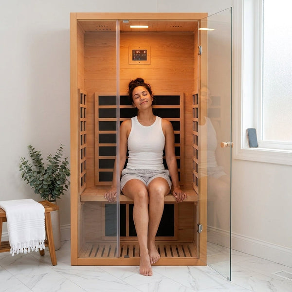 Home Infrared Sauna Built for Daily Recovery, Extendable Design, Low EMF, Hemlock Wood, LED Lights
